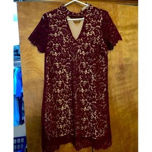 Blu Pepper Medium Burgundy Lace Short Dress
